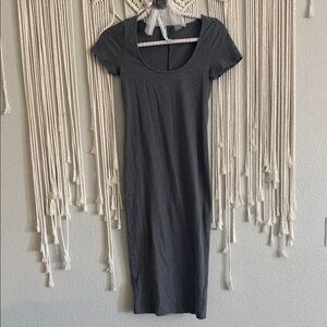 Short sleeve bodycon midi dress. Heather gray